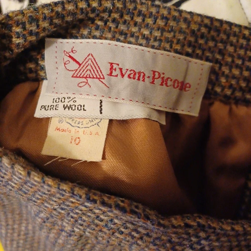 Evan Picone Vintage Dark Academia Wool A Line Union Made School Uniform Skirt 10